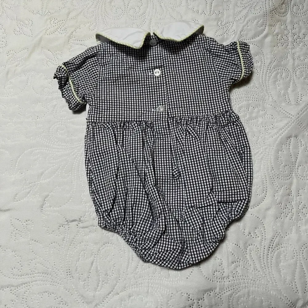 Shrimp & Grits Smocked Nautical Whale Bubble Romper Size 3m